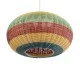 GloboStar® CABALLEROS 02056 Boho Κρεμαστό Φωτιστικό Πλέγμα Μονόφωτο 1 x E27 IP20 Πολύχρωμο Ξύλο - Μ70 x Π70 x Υ36cm