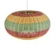 GloboStar® CABALLEROS 02056 Boho Κρεμαστό Φωτιστικό Πλέγμα Μονόφωτο 1 x E27 IP20 Πολύχρωμο Ξύλο - Μ70 x Π70 x Υ36cm