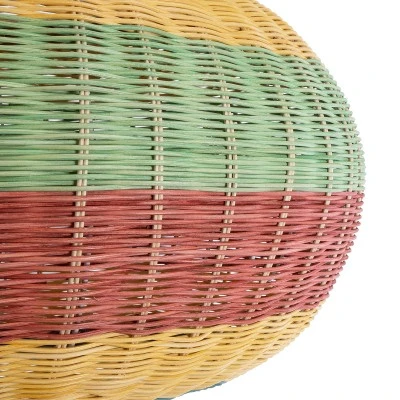 GloboStar® CABALLEROS 02056 Boho Κρεμαστό Φωτιστικό Πλέγμα Μονόφωτο 1 x E27 IP20 Πολύχρωμο Ξύλο - Μ70 x Π70 x Υ36cm
