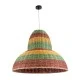 Boho Κρεμαστό Φωτιστικό CABALLEROS Μονόφωτο 1 x E27 AC220-240V IP20 - Φ70 x Υ60cm - Πράσινο με Κίτρινο και Μπεζ με Κόκκινο Ξύλινο Μπαμπού Πλέγμα Καμπάνα GloboStar® CABALLEROS 02058 Boho Κρεμαστό Φωτιστικό Καμπάνα Μονόφωτο 1 x E27 IP20 Πολύχρωμο Ξύλο - Μ70 x Π70 x Υ60cm