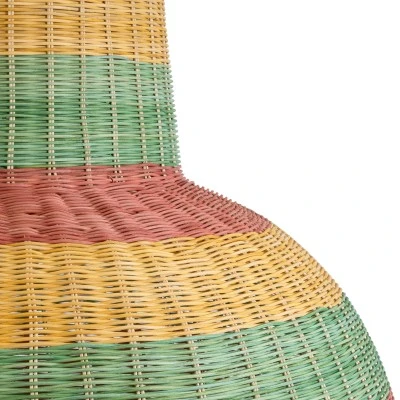 GloboStar® CABALLEROS 02059 Boho Κρεμαστό Φωτιστικό Καμπάνα Μονόφωτο 1 x E27 IP20 Πολύχρωμο Ξύλο - Μ100 x Π100 x Υ80cm