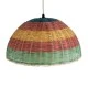 Boho Κρεμαστό Φωτιστικό CABALLEROS Μονόφωτο 1 x E27 AC220-240V IP20 - Φ40 x Υ20cm - Πράσινο με Κίτρινο και Κόκκινο Ξύλινο Μπαμπού Πλέγμα Καμπάνα GloboStar® CABALLEROS 02060 Boho Κρεμαστό Φωτιστικό Καμπάνα Μονόφωτο 1 x E27 IP20 Πολύχρωμο Ξύλο - Μ40 x Π40 x Υ20cm