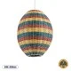 GloboStar® CABALLEROS 02065 Boho Κρεμαστό Φωτιστικό Πλέγμα Μονόφωτο 1 x E27 IP20 Πολύχρωμο Ξύλο - Μ40 x Π40 x Υ50cm