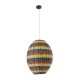GloboStar® CABALLEROS 02065 Boho Κρεμαστό Φωτιστικό Πλέγμα Μονόφωτο 1 x E27 IP20 Πολύχρωμο Ξύλο - Μ40 x Π40 x Υ50cm