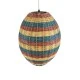 GloboStar® CABALLEROS 02065 Boho Κρεμαστό Φωτιστικό Πλέγμα Μονόφωτο 1 x E27 IP20 Πολύχρωμο Ξύλο - Μ40 x Π40 x Υ50cm