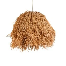 Boho Κρεμαστό Φωτιστικό GUADELOUPE Μονόφωτο 1 x E27 AC220-240V IP20 - Φ50 x Υ40cm - Καφέ Φυσική Ράφια Νήμα Πλέγμα Καμπάνα