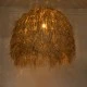 GloboStar® GUADELOUPE 02159 Boho Κρεμαστό Φωτιστικό Καμπάνα Μονόφωτο 1 x E27 IP20 Μπεζ Ράφια - Μ120 x Π120 x Υ100cm