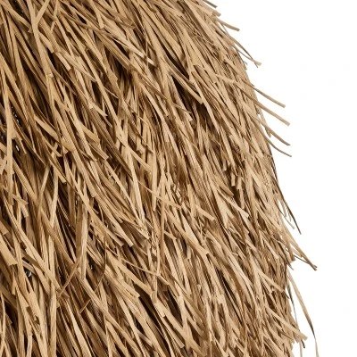 GloboStar® GUADELOUPE 02159 Boho Κρεμαστό Φωτιστικό Καμπάνα Μονόφωτο 1 x E27 IP20 Μπεζ Ράφια - Μ120 x Π120 x Υ100cm