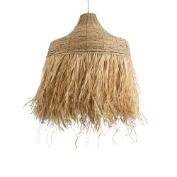 Boho Κρεμαστό Φωτιστικό PORTOFERRAIO Μονόφωτο 1 x E27 AC220-240V IP20 - Φ80 x Υ120cm - Μπεζ Φυσική Ράφια Νήμα Πλέγμα Καμπάνα