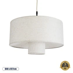 Boho Κρεμαστό Φωτιστικό MARIGOLD Μονόφωτο 1 x E27 AC220-240V IP20 - Φ48 x Υ27cm - Λευκό Ύφασμα Καμπάνα