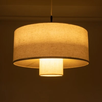 GloboStar® MARIGOLD 02226 Boho Κρεμαστό Φωτιστικό Οροφής Μονόφωτο 1 x E27 AC220-240V IP20 - Φ48 x Υ27cm - Λευκό Ύφασμα Καμπάνα