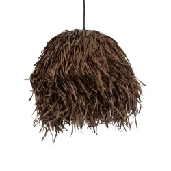 Boho Κρεμαστό Φωτιστικό GUADELOUPE Μονόφωτο 1 x E27 AC220-240V IP20 - Φ50 x Υ40cm - Καφέ Σκούρο Φυσική Ράφια Νήμα Πλέγμα Καμπάνα