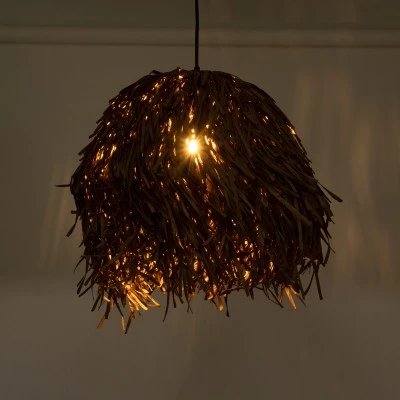 Boho Κρεμαστό Φωτιστικό GUADELOUPE Μονόφωτο 1 x E27 AC220-240V IP20 - Φ50 x Υ40cm - Καφέ Σκούρο Φυσική Ράφια Νήμα Πλέγμα Καμπάνα GloboStar® GUADELOUPE 02293 Boho Κρεμαστό Φωτιστικό Καμπάνα Μονόφωτο 1 x E27 IP20 Καφέ Ράφια - Μ50 x Π50 x Υ40cm
