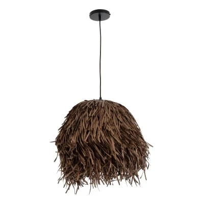 Boho Κρεμαστό Φωτιστικό GUADELOUPE Μονόφωτο 1 x E27 AC220-240V IP20 - Φ50 x Υ40cm - Καφέ Σκούρο Φυσική Ράφια Νήμα Πλέγμα Καμπάνα GloboStar® GUADELOUPE 02293 Boho Κρεμαστό Φωτιστικό Καμπάνα Μονόφωτο 1 x E27 IP20 Καφέ Ράφια - Μ50 x Π50 x Υ40cm