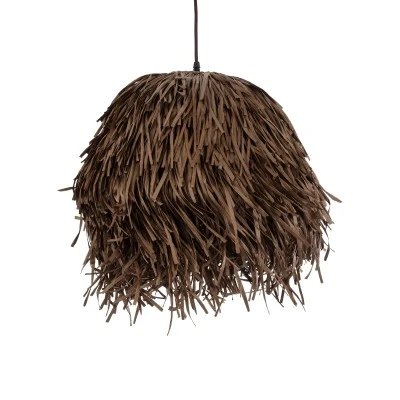 Boho Κρεμαστό Φωτιστικό GUADELOUPE Μονόφωτο 1 x E27 AC220-240V IP20 - Φ50 x Υ40cm - Καφέ Σκούρο Φυσική Ράφια Νήμα Πλέγμα Καμπάνα GloboStar® GUADELOUPE 02293 Boho Κρεμαστό Φωτιστικό Καμπάνα Μονόφωτο 1 x E27 IP20 Καφέ Ράφια - Μ50 x Π50 x Υ40cm