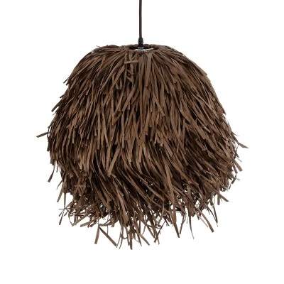 Boho Κρεμαστό Φωτιστικό GUADELOUPE Μονόφωτο 1 x E27 AC220-240V IP20 - Φ50 x Υ40cm - Καφέ Σκούρο Φυσική Ράφια Νήμα Πλέγμα Καμπάνα GloboStar® GUADELOUPE 02293 Boho Κρεμαστό Φωτιστικό Καμπάνα Μονόφωτο 1 x E27 IP20 Καφέ Ράφια - Μ50 x Π50 x Υ40cm
