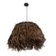 GloboStar® GUADELOUPE 02294 Boho Κρεμαστό Φωτιστικό Οροφής Μονόφωτο 1 x E27 AC220-240V IP20 - Φ70 x Υ45cm - Καφέ Φυσική Ράφια Νήμα Πλέγμα Καμπάνα - 5 Χρόνια Εγγύηση