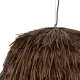 GloboStar® GUADELOUPE 02294 Boho Κρεμαστό Φωτιστικό Οροφής Μονόφωτο 1 x E27 AC220-240V IP20 - Φ70 x Υ45cm - Καφέ Φυσική Ράφια Νήμα Πλέγμα Καμπάνα - 5 Χρόνια Εγγύηση