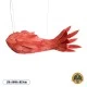 GloboStar® GOURAMI 02360 Boho Κρεμαστό Φωτιστικό Οροφής Μονόφωτο 1 x E27 AC220-240V IP20 - Μ70 x Π40 x Υ27cm - Κόκκινο Λεπτό Φύλλο Ξύλου Πλέγμα - 5 Χρόνια Εγγύηση