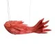 GloboStar® GOURAMI 02360 Boho Κρεμαστό Φωτιστικό Οροφής Μονόφωτο 1 x E27 AC220-240V IP20 - Μ70 x Π40 x Υ27cm - Κόκκινο Λεπτό Φύλλο Ξύλου Πλέγμα - 5 Χρόνια Εγγύηση