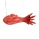 GloboStar® GOURAMI 02360 Boho Κρεμαστό Φωτιστικό Οροφής Μονόφωτο 1 x E27 AC220-240V IP20 - Μ70 x Π40 x Υ27cm - Κόκκινο Λεπτό Φύλλο Ξύλου Πλέγμα - 5 Χρόνια Εγγύηση