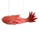 GloboStar® GOURAMI 02361 Boho Κρεμαστό Φωτιστικό Οροφής Μονόφωτο 1 x E27 AC220-240V IP20 - Μ100 x Π72 x Υ36cm - Κόκκινο Λεπτό Φύλλο Ξύλου Πλέγμα - 5 Χρόνια Εγγύηση