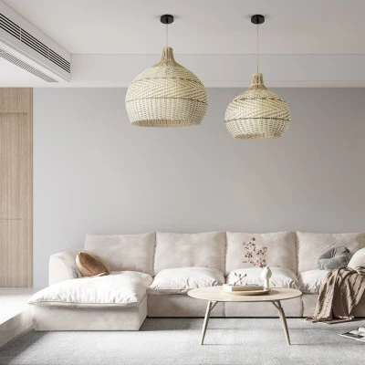 Boho Κρεμαστό Φωτιστικό SANTACRUZ Μονόφωτο 1 x E27 AC220-240V IP20 - Φ60 x Υ60cm - Μπεζ με Καφέ Ξύλινο Μπαμπού Πλέγμα Καμπάνα GloboStar® SANTACRUZ 01951 Boho Κρεμαστό Φωτιστικό Καμπάνα Μονόφωτο 1 x E27 IP20 Μπεζ & Καφέ Ξύλο - Μ60 x Π60 x Υ60cm