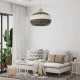 GloboStar® BARBADOS 01946 Boho Κρεμαστό Φωτιστικό Καμπάνα Μονόφωτο 1 x E27 IP20 Μπεζ & Χακί Ξύλο - Μ40 x Π40 x Υ34cm
