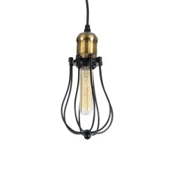 Vintage Κρεμαστό Φωτιστικό Οροφής με Ντουί 1 x E27 AC 220-240V IP20 - Μαύρο & Χρυσό - Μ12 x Π12 x Υ18cm