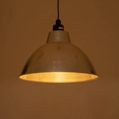 GloboStar® LOUVE 01178 Vintage Κρεμαστό Φωτιστικό Καμπάνα Μονόφωτο 1 x E27 IP20 Ασημί & Μαύρο Μέταλλο - Μ40 x Π40 x Y30cm