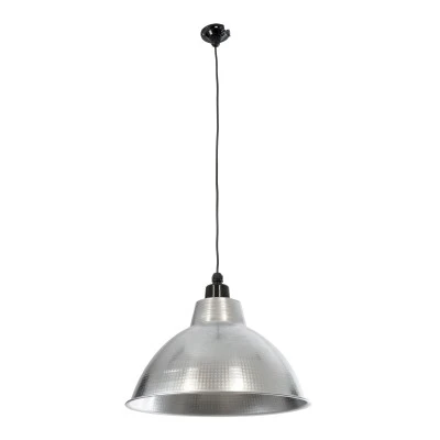 GloboStar® LOUVE 01178 Vintage Κρεμαστό Φωτιστικό Καμπάνα Μονόφωτο 1 x E27 IP20 Ασημί & Μαύρο Μέταλλο - Μ40 x Π40 x Y30cm