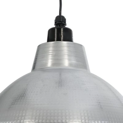 GloboStar® LOUVE 01178 Vintage Κρεμαστό Φωτιστικό Καμπάνα Μονόφωτο 1 x E27 IP20 Ασημί & Μαύρο Μέταλλο - Μ40 x Π40 x Y30cm