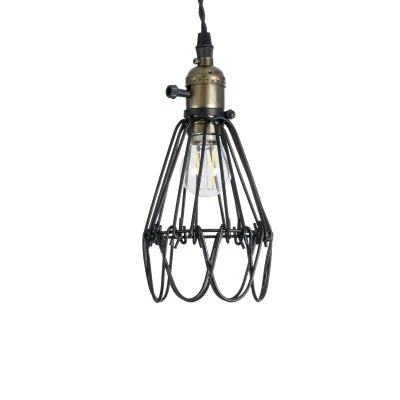 GloboStar® FLOWER IRON RUST 01181 Vintage Κρεμαστό Φωτιστικό Πλέγμα Μονόφωτο 1 x E27 IP20 Μαύρο Μέταλλο - Μ10 x Π10 x Υ20cm