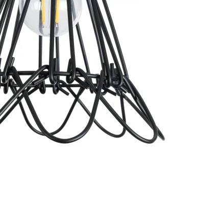 GloboStar® FLOWER IRON RUST 01181 Vintage Κρεμαστό Φωτιστικό Πλέγμα Μονόφωτο 1 x E27 IP20 Μαύρο Μέταλλο - Μ10 x Π10 x Υ20cm