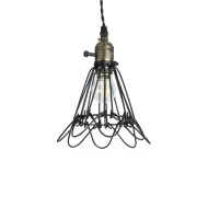 Vintage Κρεμαστό Φωτιστικό FLOWER IRON RUST Μονόφωτο 1 x E27 AC220-240V IP20 - Φ10 x Υ20cm - Μαύρο Μεταλλικό Πλέγμα