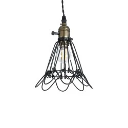Vintage Κρεμαστό Φωτιστικό FLOWER IRON RUST Μονόφωτο 1 x E27 AC220-240V IP20 - Φ10 x Υ20cm - Μαύρο Μεταλλικό Πλέγμα
