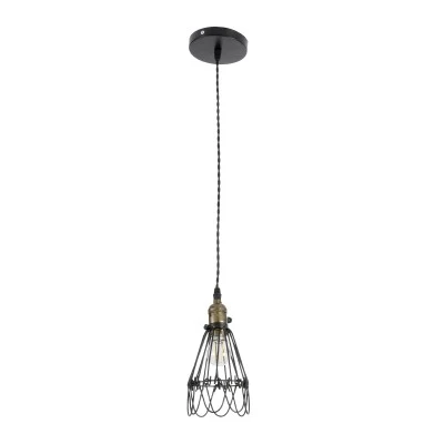 GloboStar® FLOWER IRON RUST 01181 Vintage Κρεμαστό Φωτιστικό Πλέγμα Μονόφωτο 1 x E27 IP20 Μαύρο Μέταλλο - Μ10 x Π10 x Υ20cm