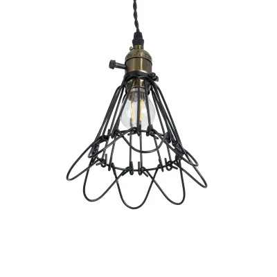 GloboStar® FLOWER IRON RUST 01181 Vintage Κρεμαστό Φωτιστικό Πλέγμα Μονόφωτο 1 x E27 IP20 Μαύρο Μέταλλο - Μ10 x Π10 x Υ20cm