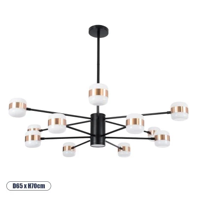 GloboStar® ORNATE 01553 Φωτιστικό Οροφής LED 104W lm ° AC 220-240V IP20 Φυσικό Λευκό 4500k Μαύρο & Χάλκινο Μέταλλο με Λευκό Πλαστικό - Μ65 x Π65 x Υ70cm - 2 Xρόνια Εγγύηση