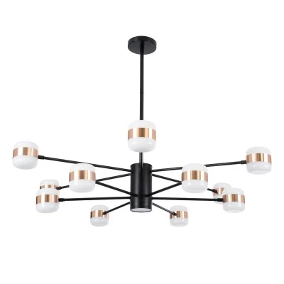 GloboStar® ORNATE 01553 Φωτιστικό Οροφής LED 104W lm ° AC 220-240V IP20 Φυσικό Λευκό 4500k Μαύρο & Χάλκινο Μέταλλο με Λευκό Πλαστικό - Μ65 x Π65 x Υ70cm - 2 Xρόνια Εγγύηση