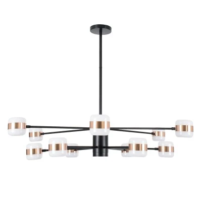 GloboStar® ORNATE 01553 Φωτιστικό Οροφής LED 104W lm ° AC 220-240V IP20 Φυσικό Λευκό 4500k Μαύρο & Χάλκινο Μέταλλο με Λευκό Πλαστικό - Μ65 x Π65 x Υ70cm - 2 Xρόνια Εγγύηση