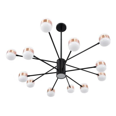 GloboStar® ORNATE 01553 Φωτιστικό Οροφής LED 104W lm ° AC 220-240V IP20 Φυσικό Λευκό 4500k Μαύρο & Χάλκινο Μέταλλο με Λευκό Πλαστικό - Μ65 x Π65 x Υ70cm - 2 Xρόνια Εγγύηση