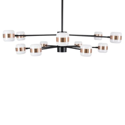 GloboStar® ORNATE 01553 Φωτιστικό Οροφής LED 104W lm ° AC 220-240V IP20 Φυσικό Λευκό 4500k Μαύρο & Χάλκινο Μέταλλο με Λευκό Πλαστικό - Μ65 x Π65 x Υ70cm - 2 Xρόνια Εγγύηση