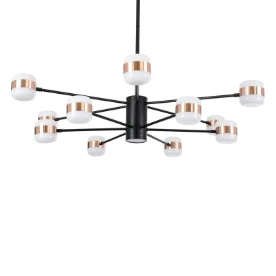 GloboStar® ORNATE 01553 Φωτιστικό Οροφής LED 104W lm ° AC 220-240V IP20 Φυσικό Λευκό 4500k Μαύρο & Χάλκινο Μέταλλο με Λευκό Πλαστικό - Μ65 x Π65 x Υ70cm - 2 Xρόνια Εγγύηση