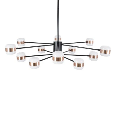 GloboStar® ORNATE 01553 Φωτιστικό Οροφής LED 104W lm ° AC 220-240V IP20 Φυσικό Λευκό 4500k Μαύρο & Χάλκινο Μέταλλο με Λευκό Πλαστικό - Μ65 x Π65 x Υ70cm - 2 Xρόνια Εγγύηση