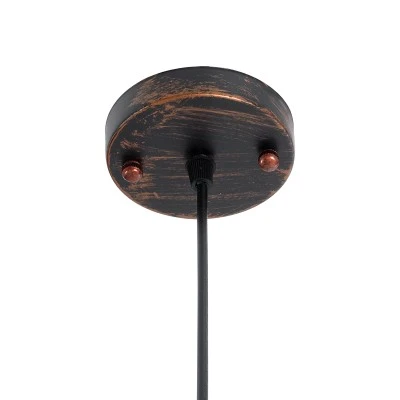 GloboStar® EARTH 01662 Vintage Industrial Κρεμαστό Φωτιστικό Οροφής Μονόφωτο 1 x E27 AC220-240V IP20 - Φ30 x Υ30cm - Καφέ Σκουριά Μεταλλικό Πλέγμα