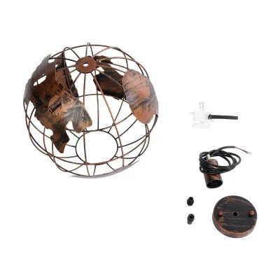GloboStar® EARTH 01662 Vintage Industrial Κρεμαστό Φωτιστικό Οροφής Μονόφωτο 1 x E27 AC220-240V IP20 - Φ30 x Υ30cm - Καφέ Σκουριά Μεταλλικό Πλέγμα