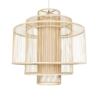Κρεμαστό φωτιστικό Boho HIBISCUS 1 x E27 AC 220-240V μπεζ με υφασμάτινο καπέλο φυσικού σχεδιασμού Μ100 x Π100 x Υ100