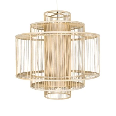 Κρεμαστό φωτιστικό Boho HIBISCUS 1 x E27 AC 220-240V μπεζ με υφασμάτινο καπέλο φυσικού σχεδιασμού Μ100 x Π100 x Υ100