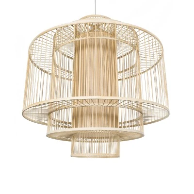 Κρεμαστό φωτιστικό Boho HIBISCUS 1 x E27 AC 220-240V μπεζ με υφασμάτινο καπέλο φυσικού σχεδιασμού Μ100 x Π100 x Υ100